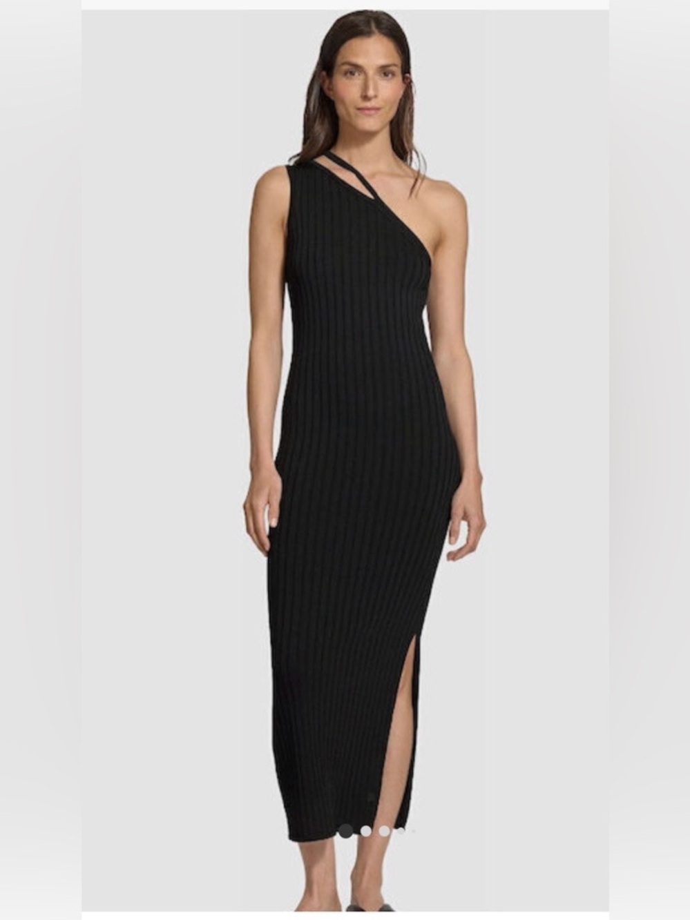 NWT HUGO BOSS Black One-Shoulder Sepinty Midi Evening Dress SZ S